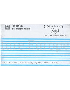 1981 BUICK CENTURY | REGAL | CENTURY ESTATE WAGON BETRIEBSANLEITUNG ENGLISCH