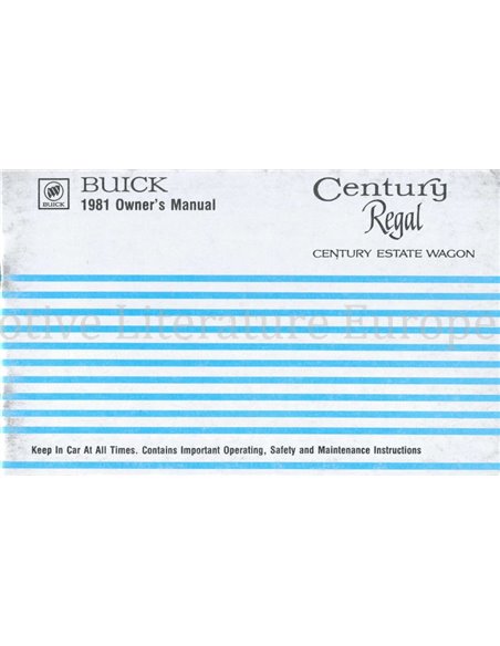 1981 BUICK CENTURY | REGAL | CENTURY ESTATE WAGON BETRIEBSANLEITUNG ENGLISCH