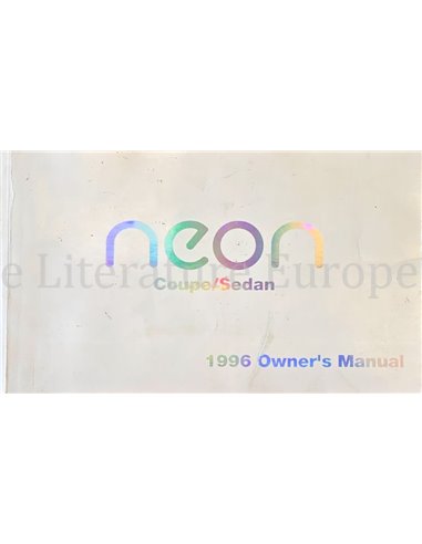 1996 CHRYSLER NEON OWNER'S MANUAL ENGLISH