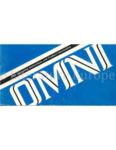 1980 DODGE OMNI BETRIEBSANLEITUNG ENGLISCH