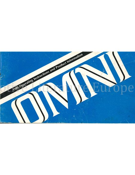 1980 DODGE OMNI BETRIEBSANLEITUNG ENGLISCH