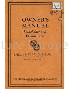 1927 STUDEBAKER | ERSKINE INSTRUCTIEBOEKJE ENGELS