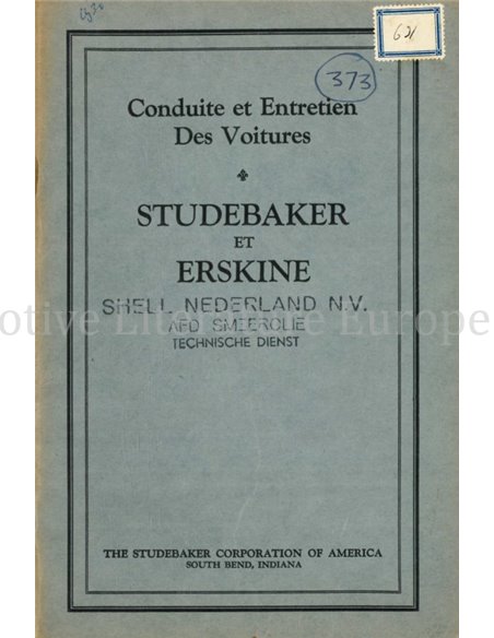 1927 STUDEBAKER | ERSKINE BETRIEBSANLEITUNG FRANZÖSISCH