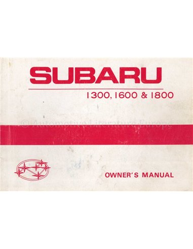 1979 SUBARY 1300 | 1600 | 1800 OWNERS MANUAL ENGLISH