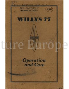 1933 WILLYS-OVERLAND WILLYS 77 OWNERS MANUAL ENGLISH 
