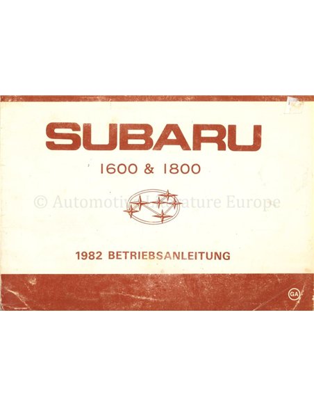 1982 SUBARU 1600 | 1800  SERIES INSTRUCTIEBOEKJE DUITS