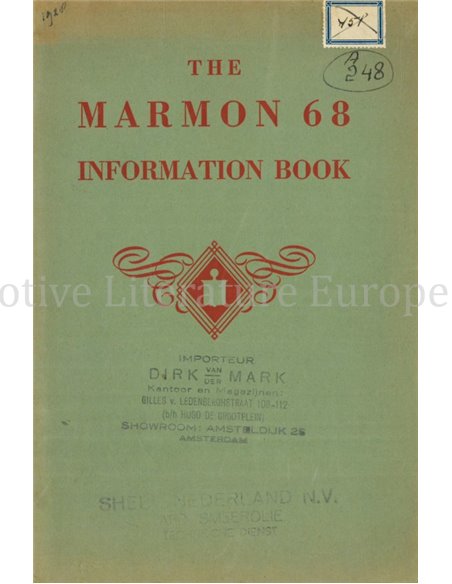 1928 MARMON MODEL 68 INSTRUCTIEBOEKJE ENGELS 