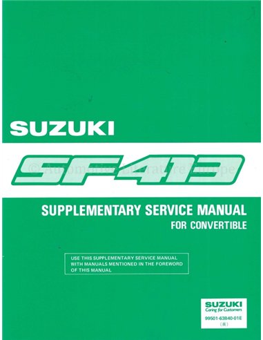 1991 SUZUKI SWIFT WORKSHOP MANUAL SUPPLEMENT ENGLISH