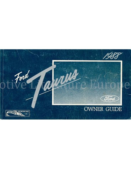 1988 FORD TAURUS OWNERS MANUAL ENGLISH (US)