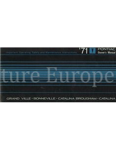 1971 PONTIAC GRANDVILLE | BONNEVILLE | CATALINA BROUGHAM | CATALINA INSTRUCTIEBOEKJE ENGELS (USA)