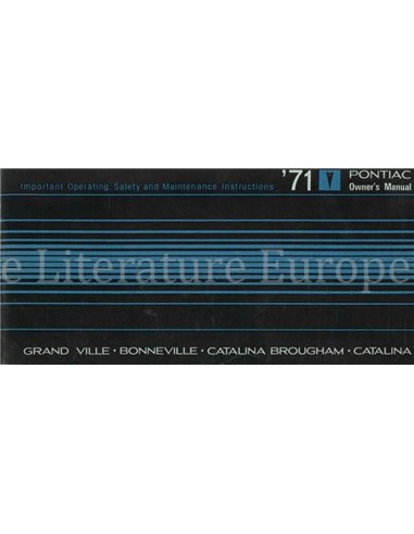 1971 PONTIAC GRANDVILLE | BONNEVILLE | CATALINA BROUGHAM | CATALINA OWNERS MANUAL ENGLISH (US)