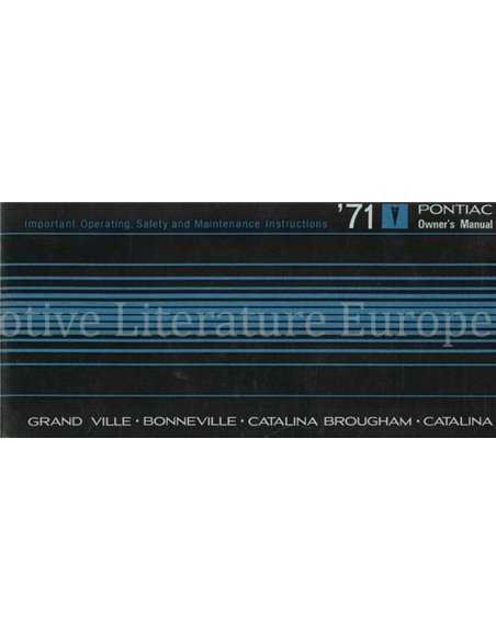 1971 PONTIAC GRANDVILLE | BONNEVILLE | CATALINA BROUGHAM | CATALINA OWNERS MANUAL ENGLISH (US)