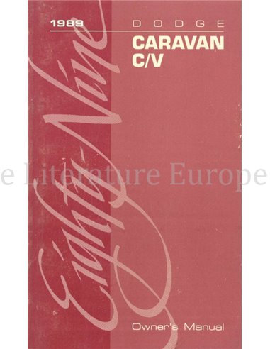 1989 DODGE CARAVAN C/V OWNERS MANUAL ENGLISH (US)