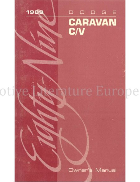 1989 DODGE CARAVAN C/V BETRIEBSANLEITUNG ENGLISCH (USA)