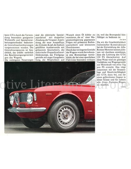 1965 ALFA ROMEO GIULIA SPRINT GT | GTA BROCHURE GERMAN
