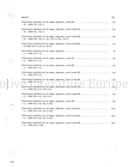 1979 7-ER REIHE (E23) ELEKTRIK SCHALTPLAN NIEDERLÄNDISCH