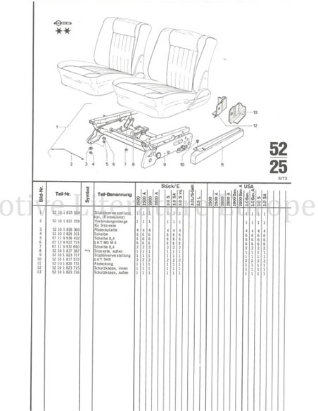 1970 BMW 2500 | 2800 | 3.0 S (E3) SPARE PARTS CATALOG MULTI