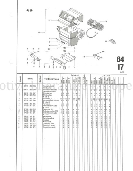 1970 BMW 2500 | 2800 | 3.0 S (E3) SPARE PARTS CATALOG MULTI