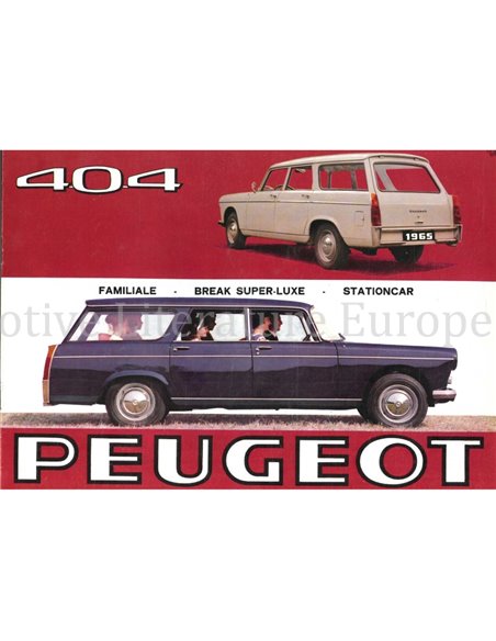 1965 PEUGEOT 404 BREAK BROCHURE DUTCH