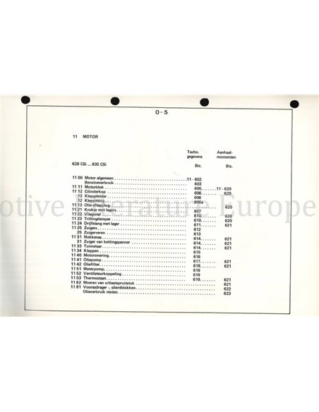 1980 BMW 315 I - 745 I TECHNISCHE GEGEVENS NEDERLANDS