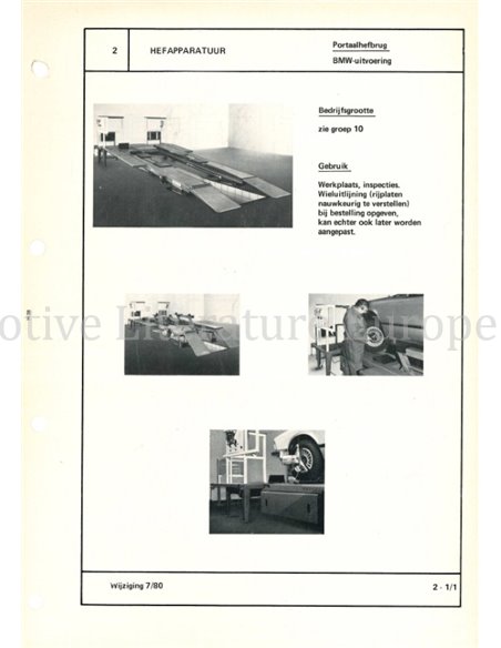 1980 BMW WERKPLAATSINRICHTING NEDERLANDS