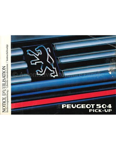 1987 PEUGEOT 504 PICK UP OWNERS MANUAL 