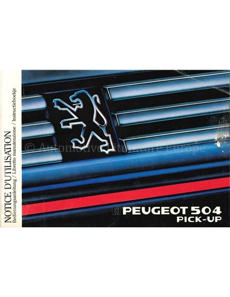 1987 PEUGEOT 504 PICK UP INSTRUCTIEBOEKJE