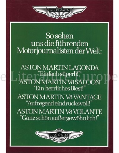 1982 ASTON MARTIN V8 SALOON  | VANTAGE | VOLANTE PROSPEKT DEUTSCH