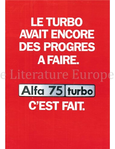 1986 ALFA ROMEO 75 PROGRAMMA BROCHURE FRANS