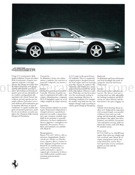 1997 FERRARI PROGRAMMA PERSMAP ENGELS | ITALIAANS 1148/97