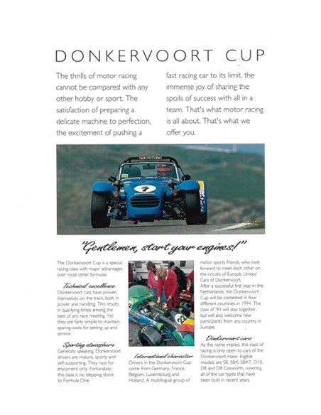 1994 DONKERVOORT CUP DATENBLATT ENGLISCH