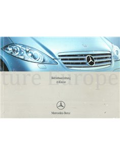 2004 MERCEDES BENZ A KLASSE INSTRUCTIEBOEKJE DUITS