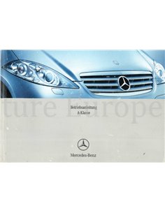 2005 MERCEDES BENZ A KLASSE INSTRUCTIEBOEKJE DUITS