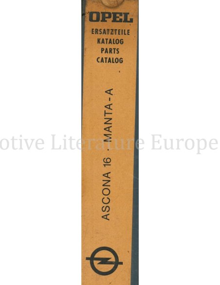 1970 OPEL ASCONA 16 | MANTA A | 1900 ONDERDELENHANDBOEK ENGELS