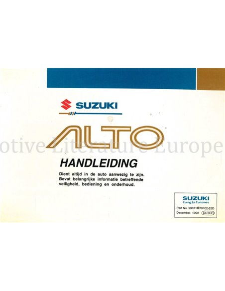 2000 SUZUKI ALTO OWNERS MANUAL DUTCH