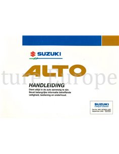 2002 SUZUKI ALTO BETRIEBSANLEITUNG NIEDERLÄNDISCH