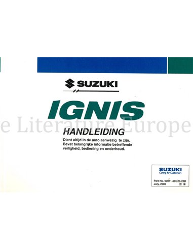 2000 SUZUKI IGNIS INSTRUCTIEBOEKJE NEDERLANDS