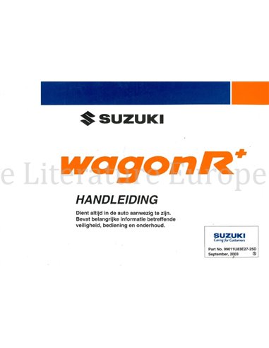 2003 SUZUKI WAGON R+ OWNERS MANUAL DUTCH