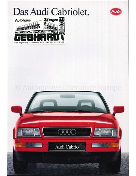1991 AUDI CABRIOLET PROSPEKT DEUTSCH