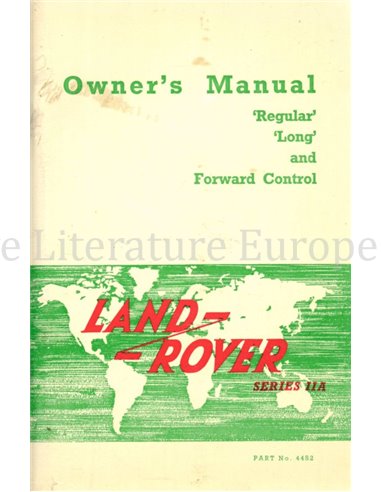 1965 LAND ROVER SERIES II A OWNERS MANUAL ENGLISH