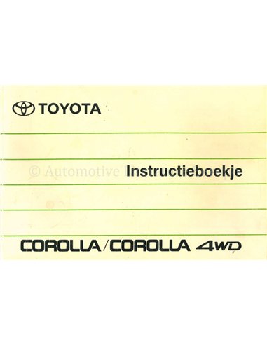 1990 TOYOTA COROLLA | COROLLA 4WD INSTRUCTIEBOEKJE NEDERLANDS