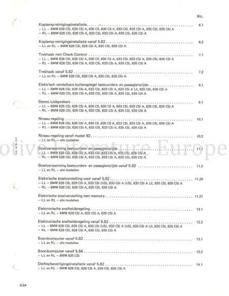 1979 BMW 6-SERIES ELECTRICAL WIRING DIAGRAM DUTCH