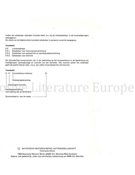 1985 BMW 6-SERIE  ELECTRISCH SCHEMA NEDERLANDS