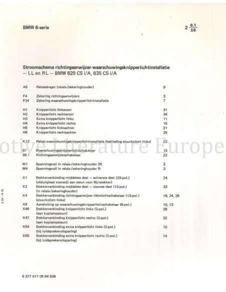 1985 BMW 6-SERIES ELECTRICAL WIRING DIAGRAM DUTCH