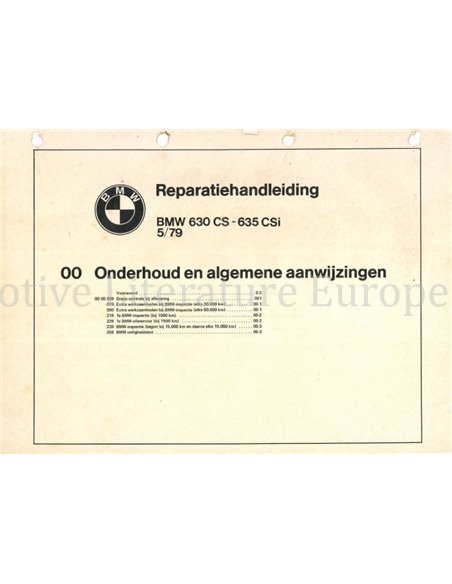 1979 BMW 630 CS - 635 CSI WERKPLAATSHANDBOEK NEDERLANDS (DEEL 2)