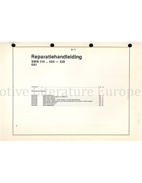 1981 BMW 518i ... 520i WORKSHOP MANUAL DUTCH 
