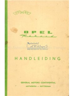 1963 OPEL REKORD BETRIEBSANLEITUNG NIEDERLÄNDISCH