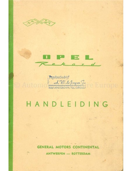 1967 OPEL REKORD OWNERS MANUAL DUTCH