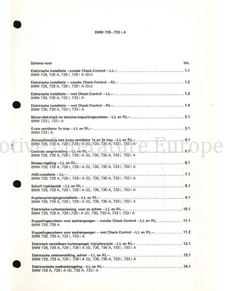 1979 BMW 5-SERIES (E12) | 7-SERIES (E23) ELEKTRIK SCHALTPLAN NIEDERLÄNDISCH