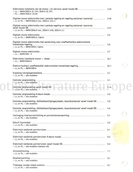 1985 BMW 3er RIEHE ELEKTRIK SCHALTPLAN NIEDERLÄNDISCH (2 ORDNER)